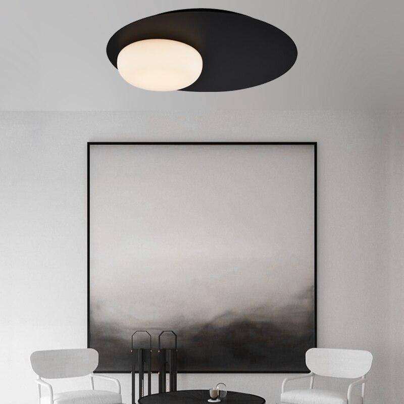 Plafonnier design à LED avec disque en métal noir style Ruban Loft - vue 7 sur 6