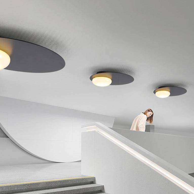 Plafonnier design à LED avec disque en métal noir style Ruban Loft - vue 6 sur 6