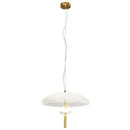 Suspension moderne LED en verre avec abat-jour arrondi et tige dorée