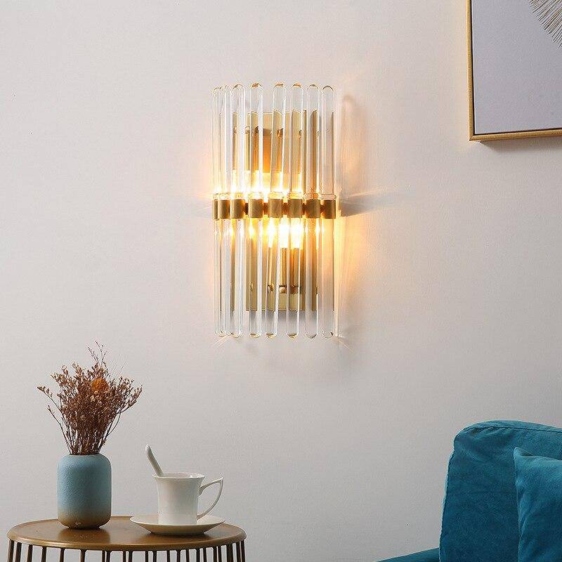 Applique murale design LED dorée en verre cristal luxury - vue 3 sur 4
