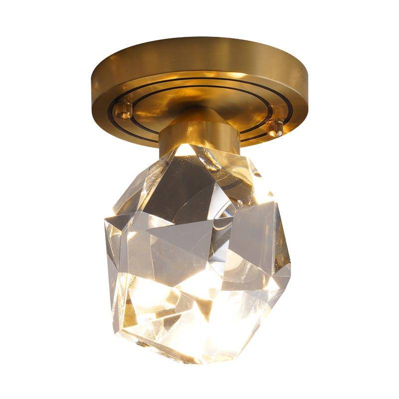 Suspension design LED en verre aux formes de crystal et base dorée Luxury - vue 5 sur 5