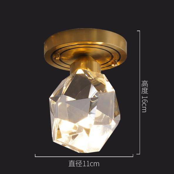 Suspension design LED en verre aux formes de crystal et base dorée Luxury - vue 6 sur 5