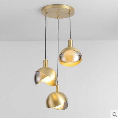 Suspension design à LED avec abat-jour en verre et métal doré - vue 7 sur 10