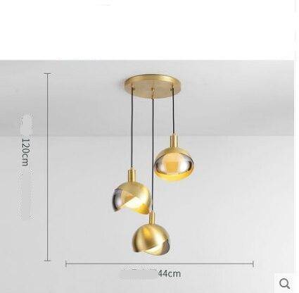 Suspension design à LED avec abat-jour en verre et métal doré - vue 8 sur 10