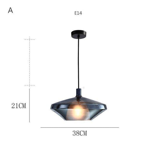 Suspension design à LED avec abat-jour en verre coloré