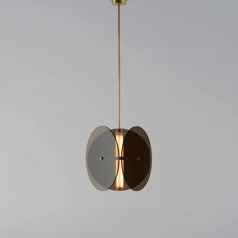 Suspension design à LED avec disques en verre fumé - vue 7 sur 8