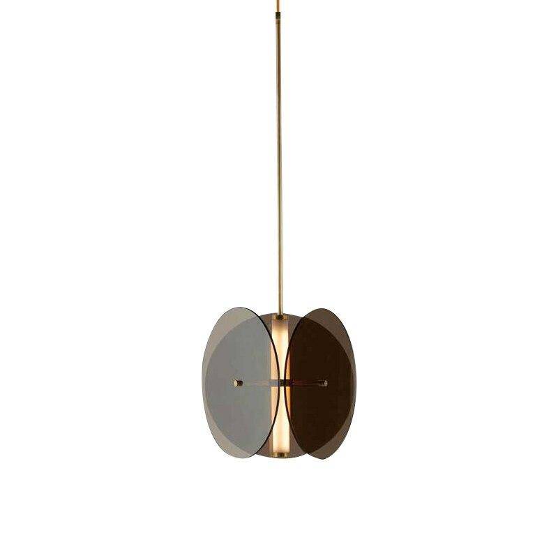 Suspension design à LED avec disques en verre fumé - vue 6 sur 8