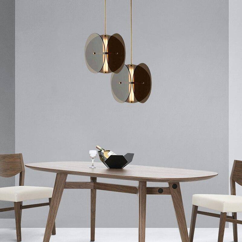 Suspension design à LED avec disques en verre fumé - vue 4 sur 8