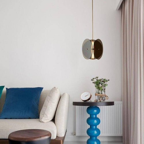 Suspension design à LED avec disques en verre fumé