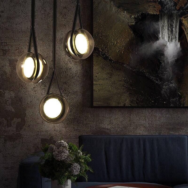 Suspension design à LED avec boule en verre style coffee - vue 4 sur 6
