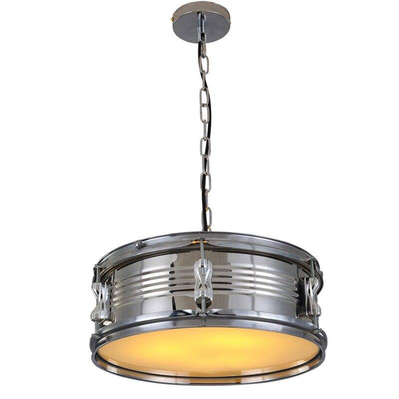 Suspension rétro LED en métal style tambour de batterie - vue 3 sur 4