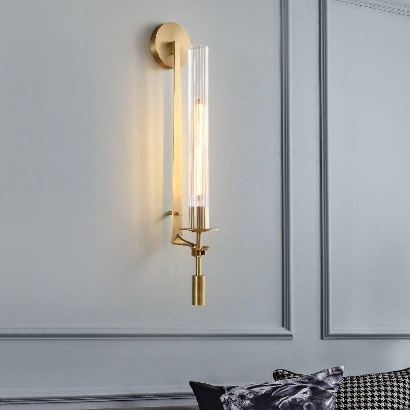 Applique murale moderne LED avec abat-jour cylindrique doré et transparent Luxury - vue 3 sur 6