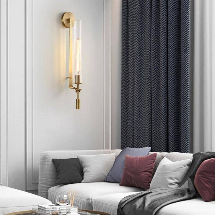 Applique murale moderne LED avec abat-jour cylindrique doré et transparent Luxury - vue 4 sur 6
