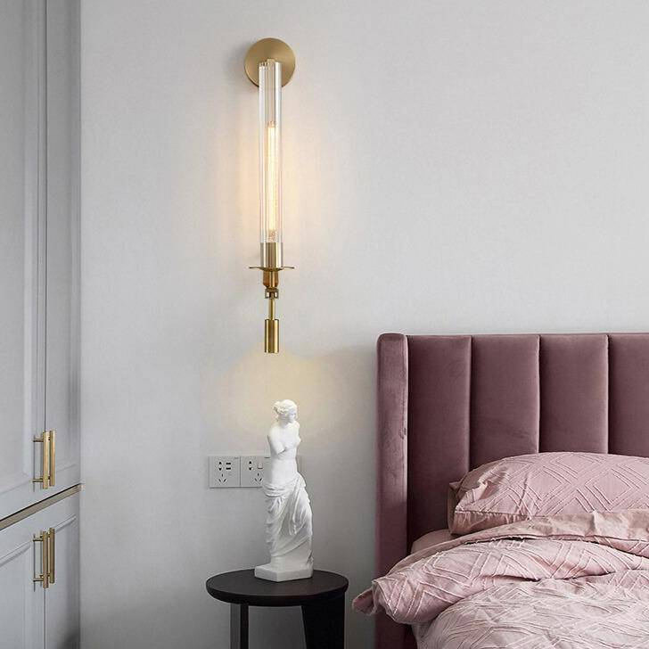 Applique murale moderne LED avec abat-jour cylindrique doré et transparent Luxury - vue 5 sur 6
