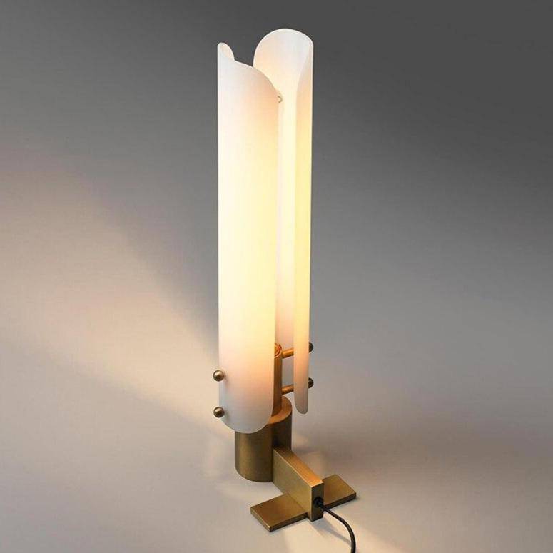Lampe à poser design LED en cuivre avec double abat-jour arrondi Luxury - vue 4 sur 4