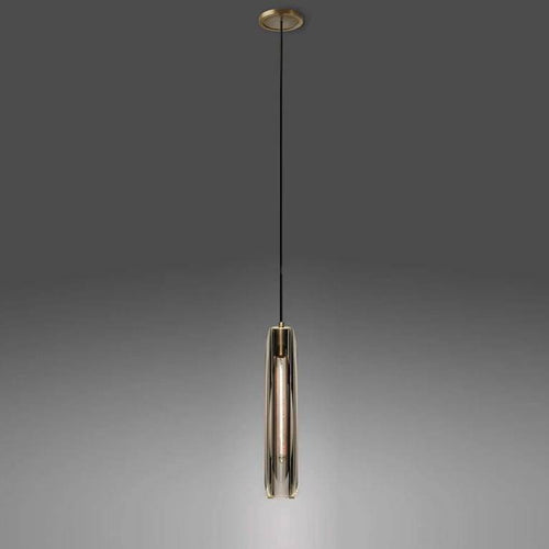 Suspension design à LED allongée en verre cristal