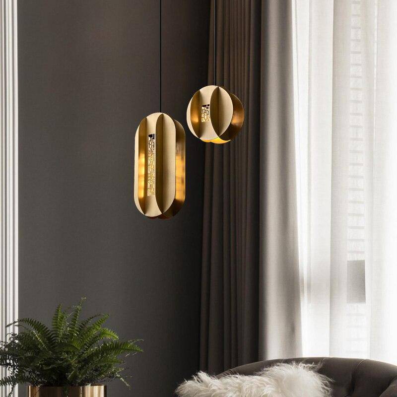 Suspension design à LED en métal arrondi luxury - vue 2 sur 7