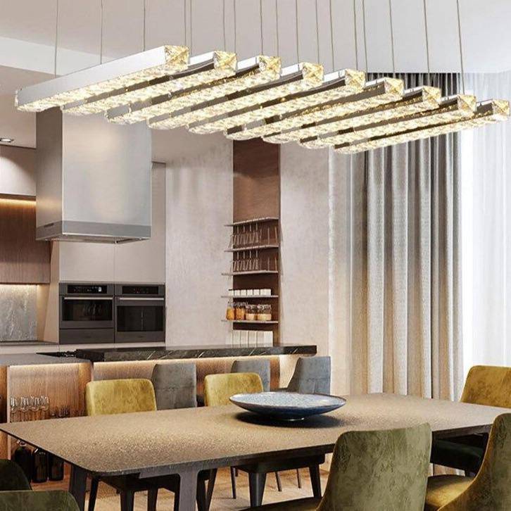 Lustre design LED en verre cristal luxury - vue 6 sur 8