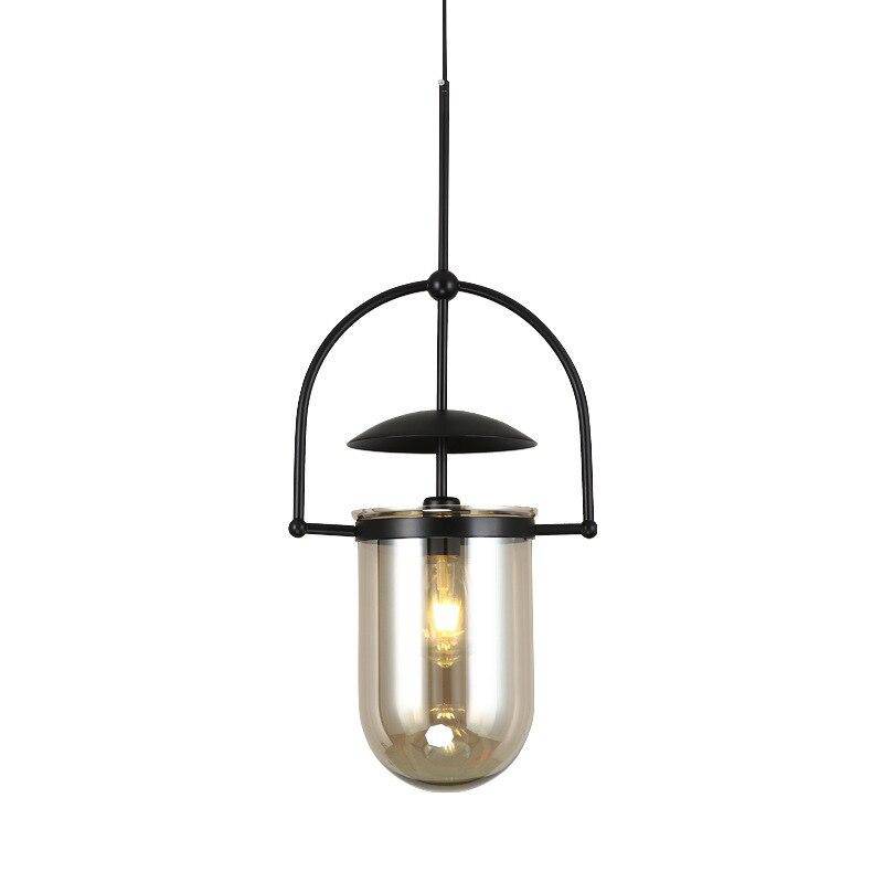 Suspension design à LED avec verre arrondi et métal industriel - vue 6 sur 7