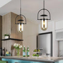Suspension design à LED avec verre arrondi et métal industriel