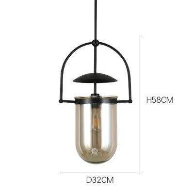 Suspension design à LED avec verre arrondi et métal industriel - vue 7 sur 7