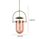 Suspension design à LED avec verre arrondi et métal industriel