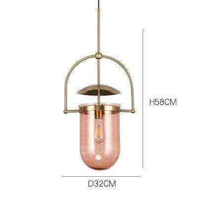 Suspension design à LED avec verre arrondi et métal industriel - vue 5 sur 7
