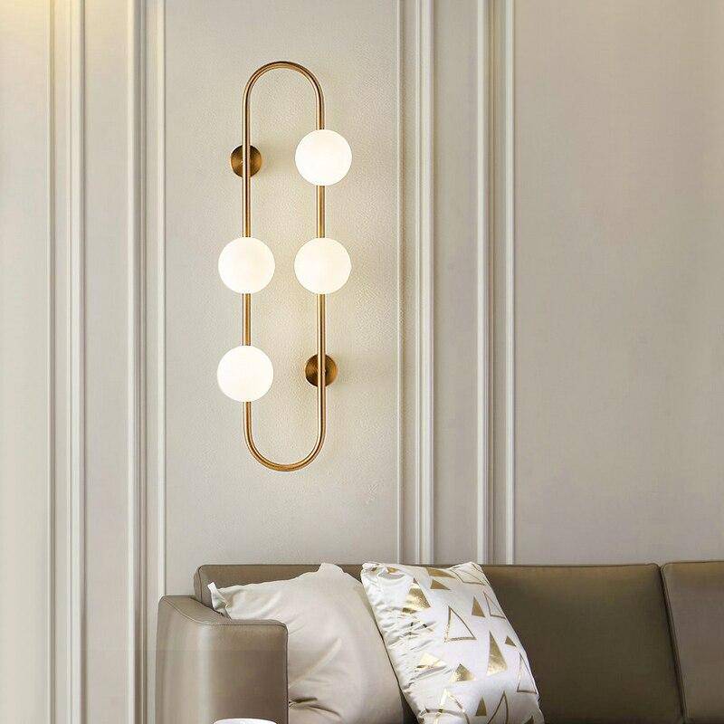 Applique murale design LED avec anneau métal et boule en verre - vue 4 sur 10