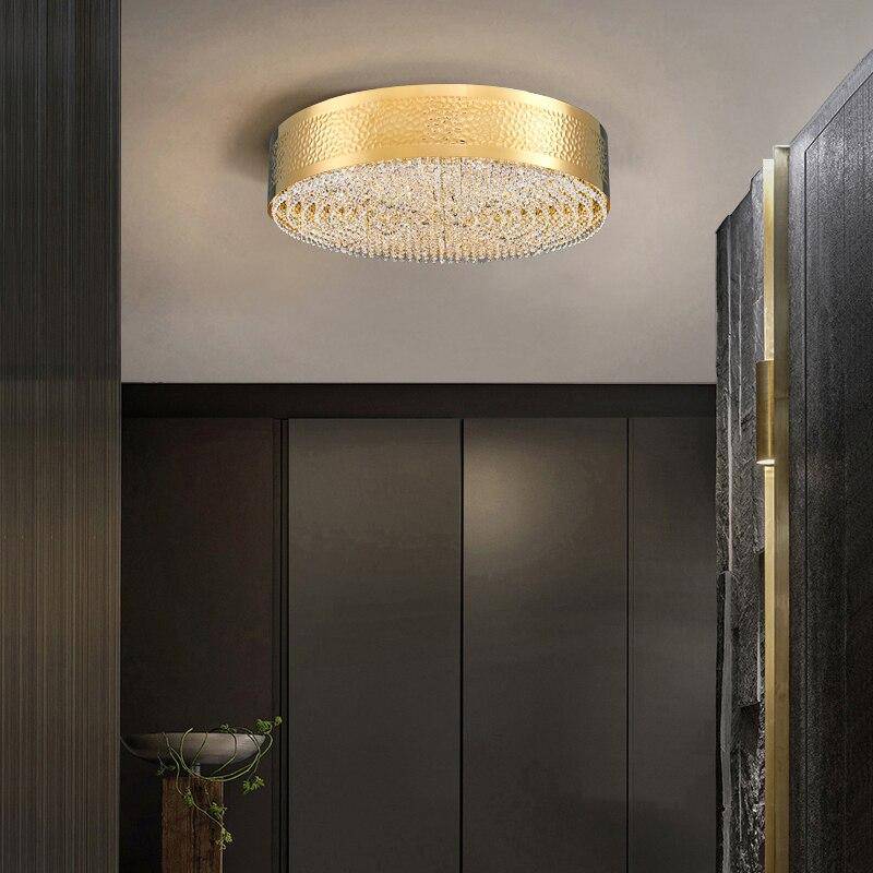 Plafonnier design LED rond aux bords en métal doré - vue 5 sur 4