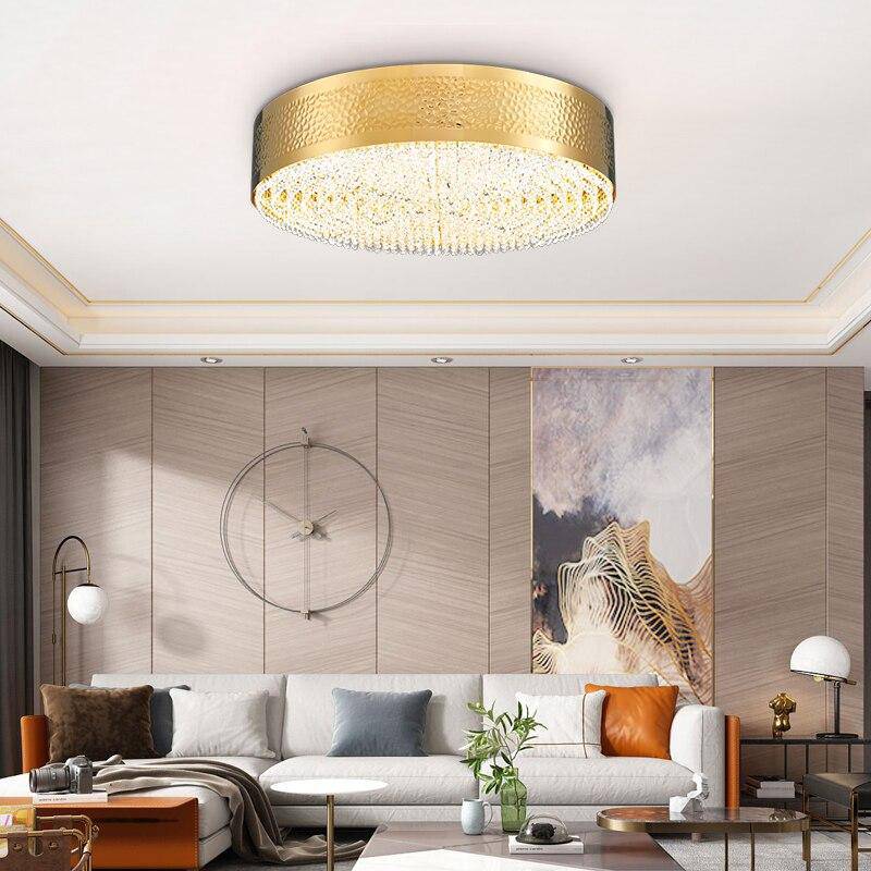 Plafonnier design LED rond aux bords en métal doré - vue 4 sur 4