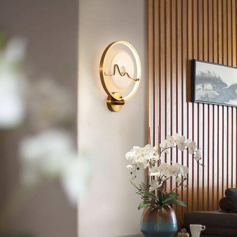 Applique murale design LED en marbre avec cercle doré Luxury - vue 4 sur 4