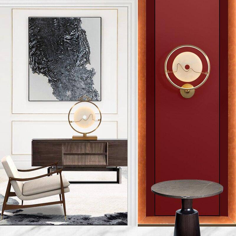 Applique murale design LED en marbre avec cercle doré Luxury - vue 3 sur 4