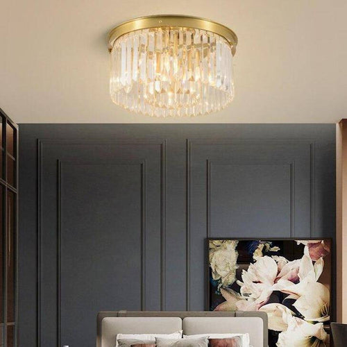Plafonnier design LED rond en verre et cercle doré Luxury