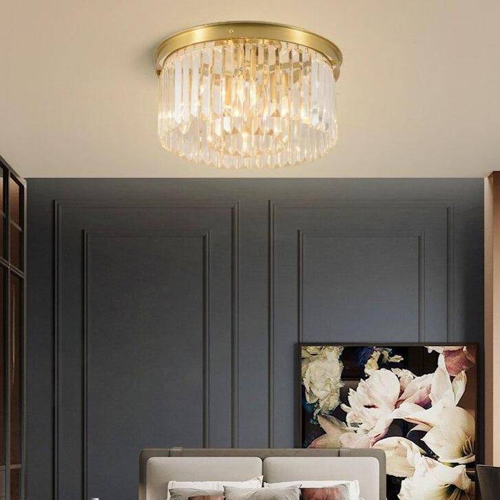 Plafonnier design LED rond en verre et cercle doré Luxury - vue 5 sur 6