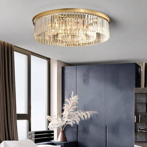 Plafonnier design LED rond en verre et cercle doré Luxury