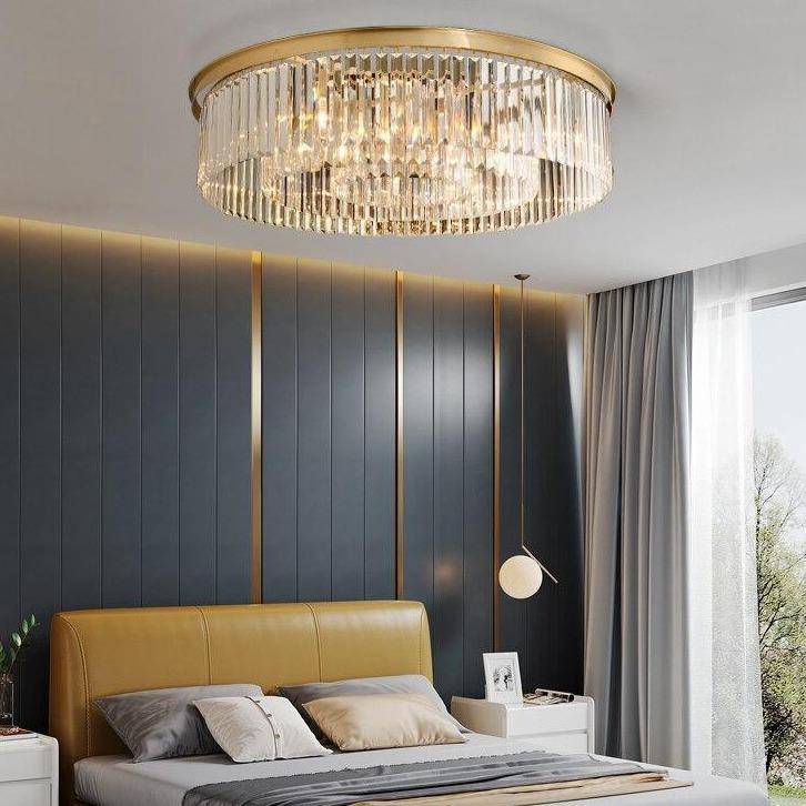 Plafonnier design LED rond en verre et cercle doré Luxury - vue 4 sur 6