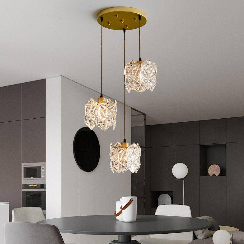 Suspension design LED avec abat-jour en verre cristal Luxury - vue 3 sur 11