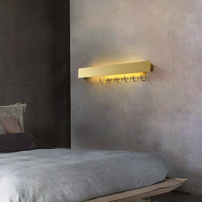 Applique murale moderne LED dorée avec crochet - vue 3 sur 7