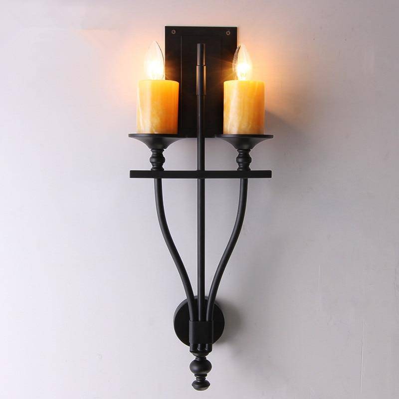 Applique murale retro LED avec deux ampoules en marbre - vue 4 sur 5