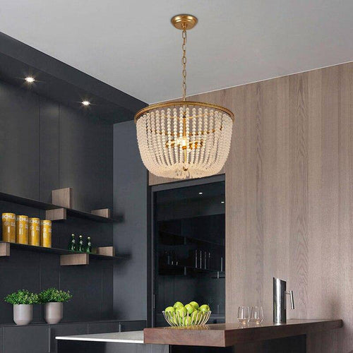 Suspension design LED dorée avec abat-jour en verre cristal Luxury