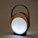 Lampe à poser design LED avec anneaux métal et disque lumineux