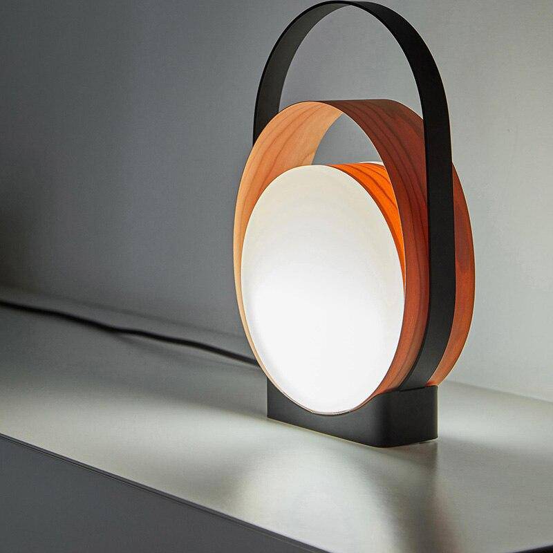 Lampe à poser design LED avec anneaux métal et disque lumineux - vue 5 sur 6