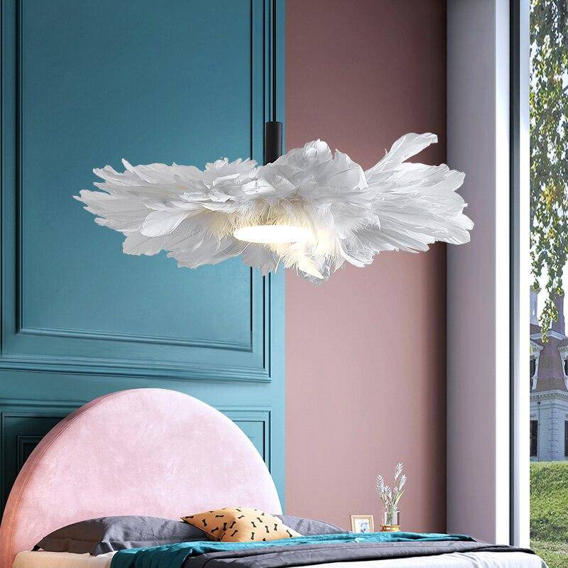 Suspension à plumes LED style romantique - vue 3 sur 6