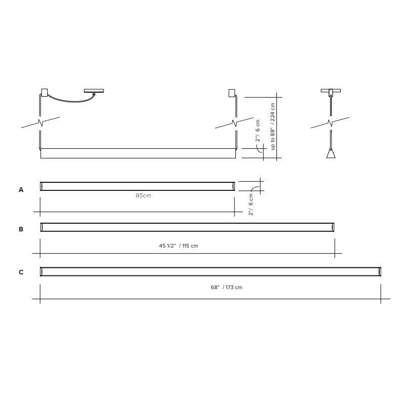Suspension moderne LED allongée noire Loft - vue 3 sur 4