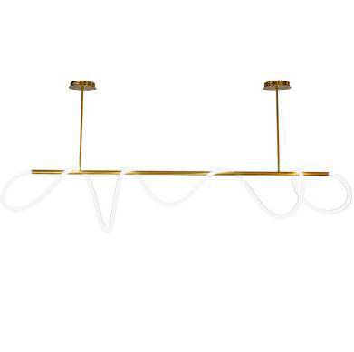 Suspension design avec tube doré et spirale LED - vue 4 sur 5