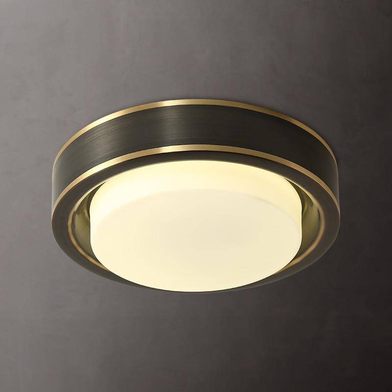Plafonnier design LED rond aux bords rétro dorés - vue 4 sur 8