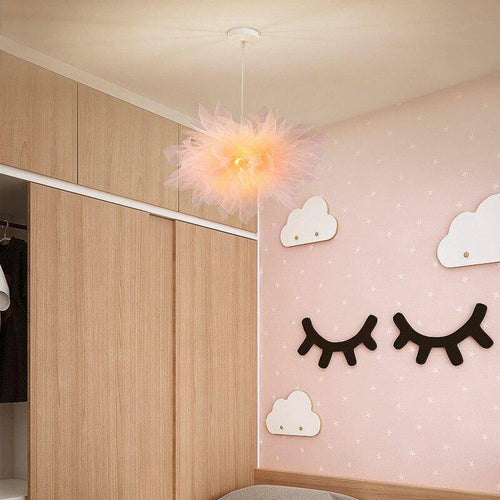 Suspension design LED avec fleur en tissu