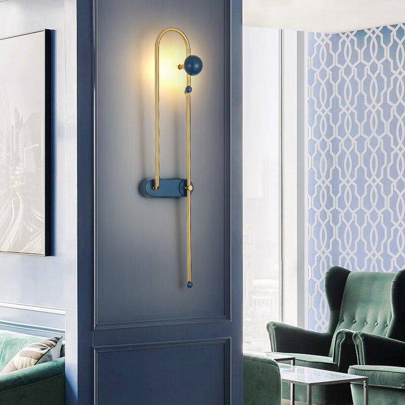 Applique murale design à LED bleu et courbe en métal doré - vue 3 sur 5