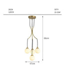 Suspension design LED avec plusieurs tiges dorées et boules lumineuses Spiral