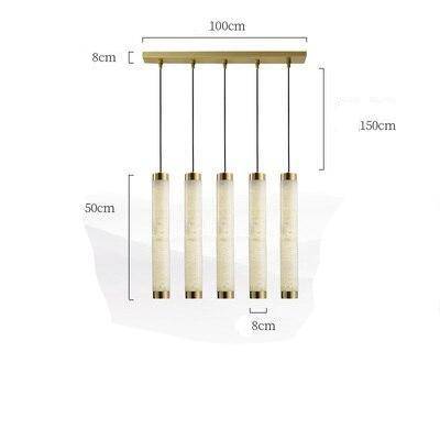 Suspension design LED en marbre avec bords dorés - vue 6 sur 9